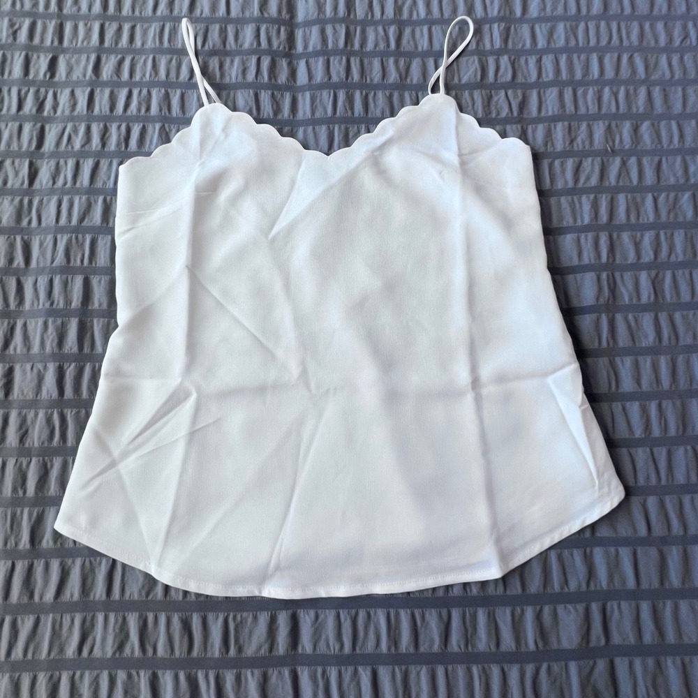 J.Crew Scalloped V-Neck Camisole White‎ BF810 Womens Size 00 NWT